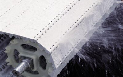 Cleaning slatted and textile conveyor belts in the meat industry